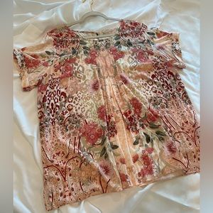 COPY - Soft Surroundings, short sleeve blouse, floral, print, 1x